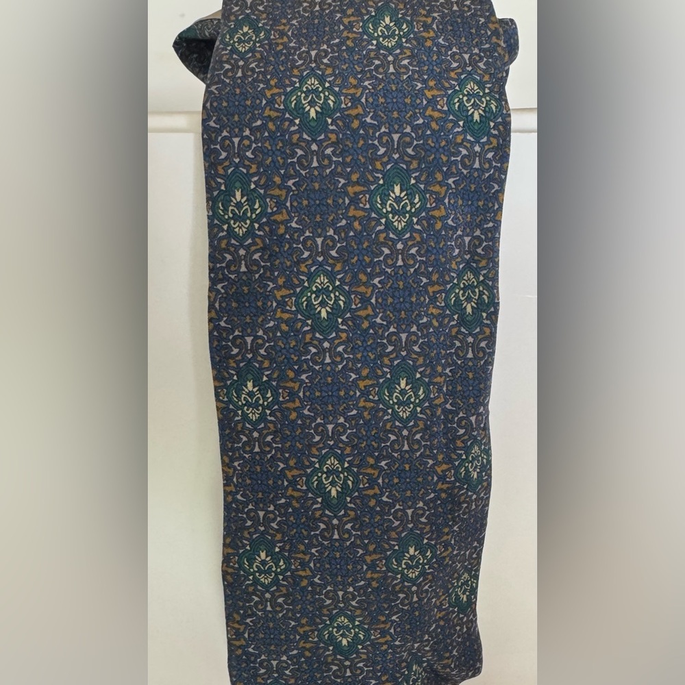 Celine Blue,Green and Gold Ornate Men's Tie - Picture 2 of 5